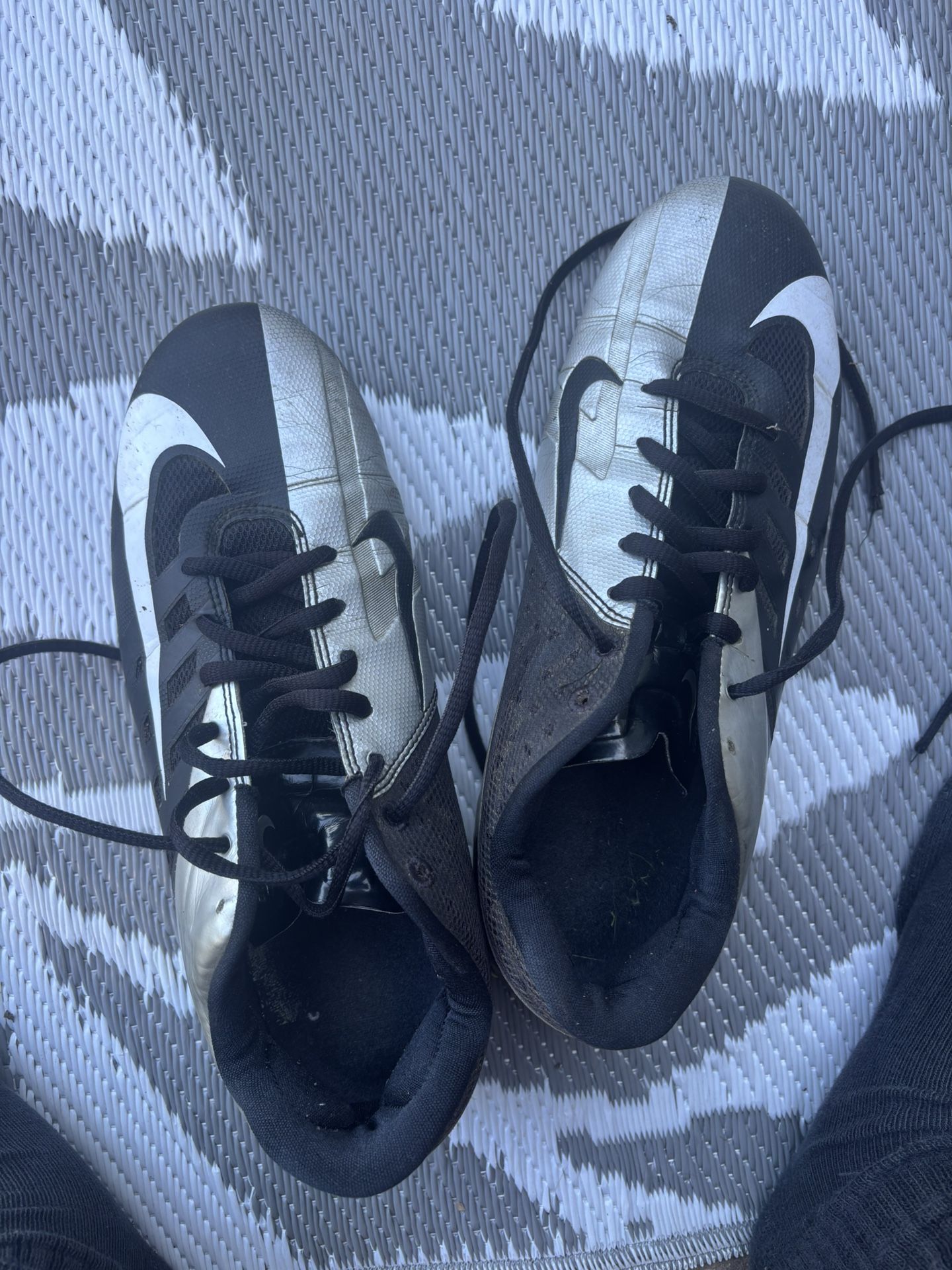 Silver And Black Nike Vapor Football Cleats Used 