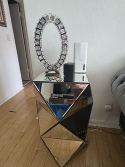Mirrored Geometric Side Table