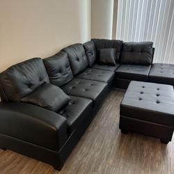 leather L section sofa