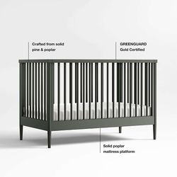 Crate & Kids Hampshire Olive Green Wood Convertible Crib / Toddler Bed