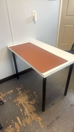 White Desk with Black Metal Legs IKEA
