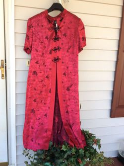 Red/black silk/satin long holiday tunic