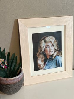 Iconic Vintage Dolly Parton Photo Art Print in Pink Matte Frame 11x13” Wall Hang Home Decor