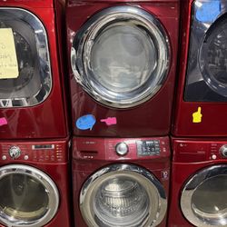 Samsung Red Front Load Washer And Gas Dryer Set 