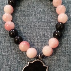 Pink And Black Bead Bracelet