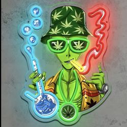 Green Alien Neon Sign