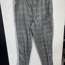 FILA Ankle Zip Track Pant Joggers Mens XL  Grey Golf  Plaid Drawstring Pockets