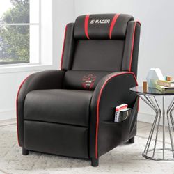 Brand New Gaming Recliner Chair Single Living Room Sofa Recliner PU Leather Recliner Seat Home Theater Seating (Red)