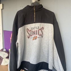 Seattle SuperSonics Lee Sport Vintage Anorak Quarter Zip XXL Mens Gray Black