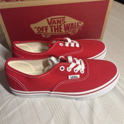New Vans Red Authentic Sneakers Kids Size 3 With Box