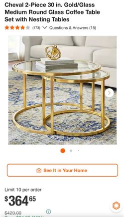 2-Piece Round Glass Nesting Coffee Table Set