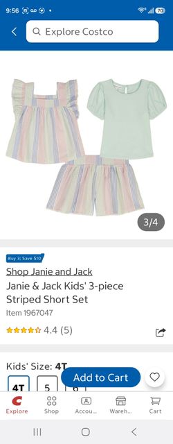 Janie & Jack Kids' 3-Piece Striped Short Set