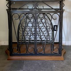 Elegant Wrought Iron Bar Table Set with 2 Swivel Stools.