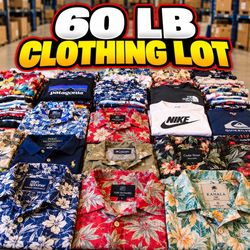 MENS SHIRT LOT 60 LB SMALL-3XL GRAPHIC TEES HAWAIIAN BUTTON-DOWNS BULK RESALE
