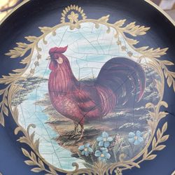 3 Ceramic Decorative Rooster Plates 