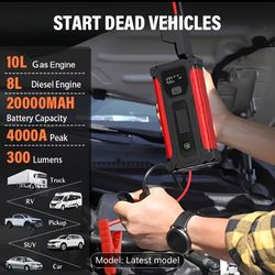 5-in-1 Portable Car Battery Jump Starter 12V