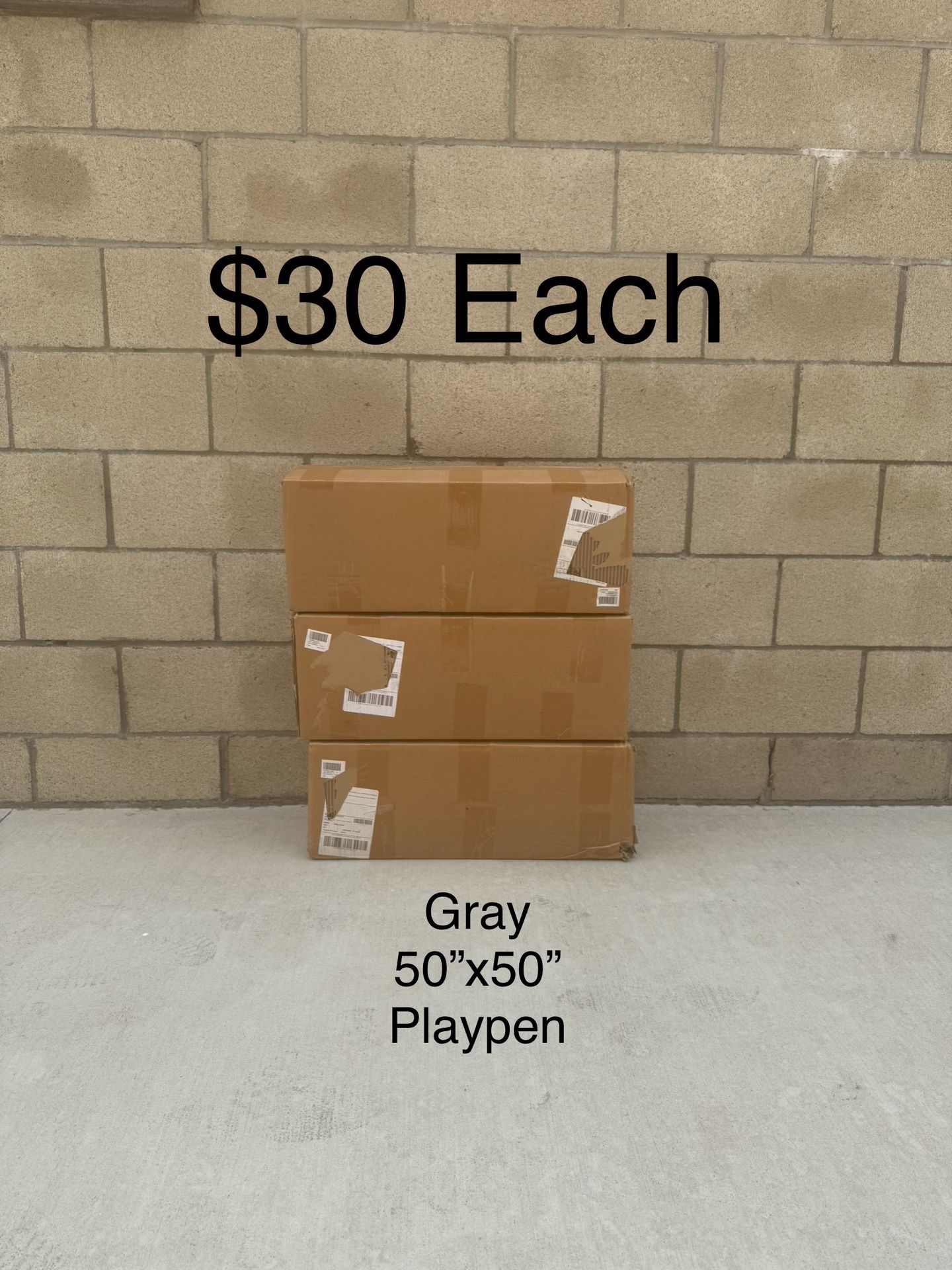NEW GRAY Playpen For Babies & Toddlers Play Yards Safety Baby Activity Center 50”x50” **$30 Each, FIRM PRICE**