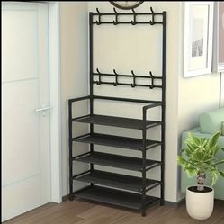 Shoe Inserts and Shoes Storage Rack, New Portable Reinforced 5-Tier Hat Stand with Shelves - Multifunctional Organizer for Living Room, Bathroom & Hal