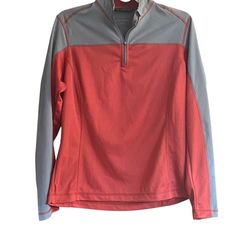 North Ends Ladies Medium Lightweight Quarter Zip  Grey/Orange Pullover