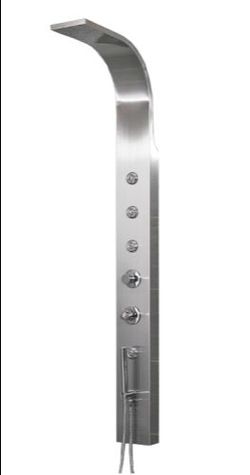 Shower Panel System with Rainfall Waterfall Shower Head and Shower Wand in Chrome Nickel