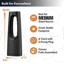 Lasko Bladeless 1500W 28 in. Black Electric Oscillating Tower Ceramic Space Heater With Remote