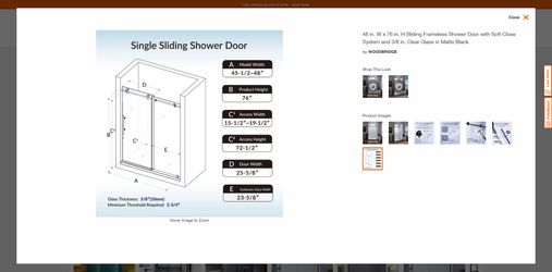 WOODBRIDGE 48"/60" x 76" Soft-Close Frameless Shower Door (Matte Black) – NEW
