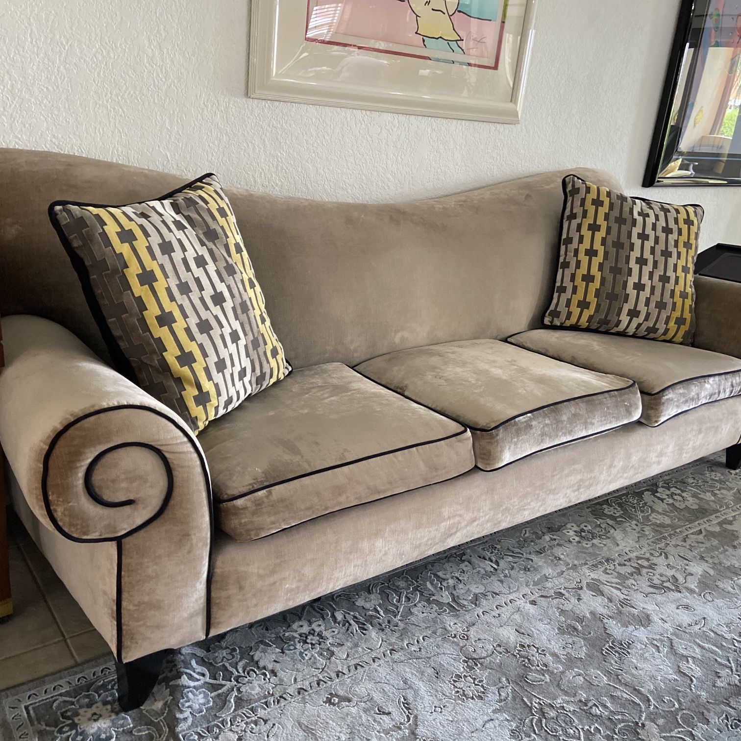 Modern Oversized Sofa Set- Gray Velvet 2-Piece Custom Lin Rose  - WILL SELL BY THIS WEEKEND