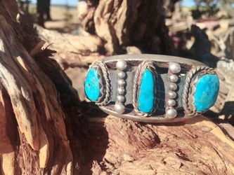 Silver & Turquoise Bracelet. Old Pawn. Navajo.