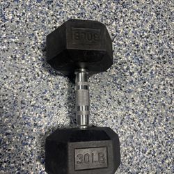 30Lbs Dumbbell Rubber Gym Weights Hardly Used 
