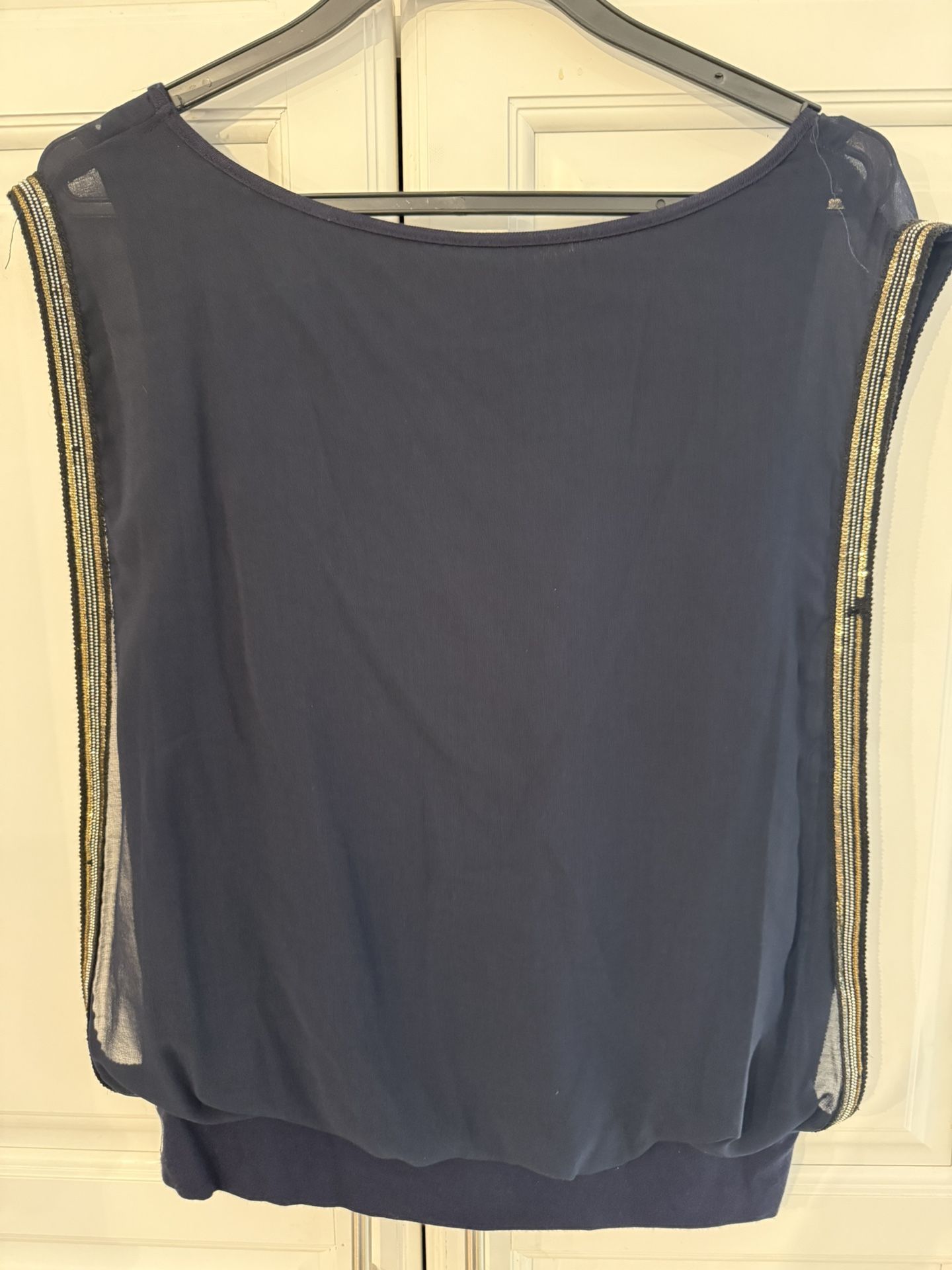 Elegant Navy Sleeveless Top M