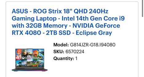 ASUS ROG Strix 18" QHD 240Hz Gaming Laptop