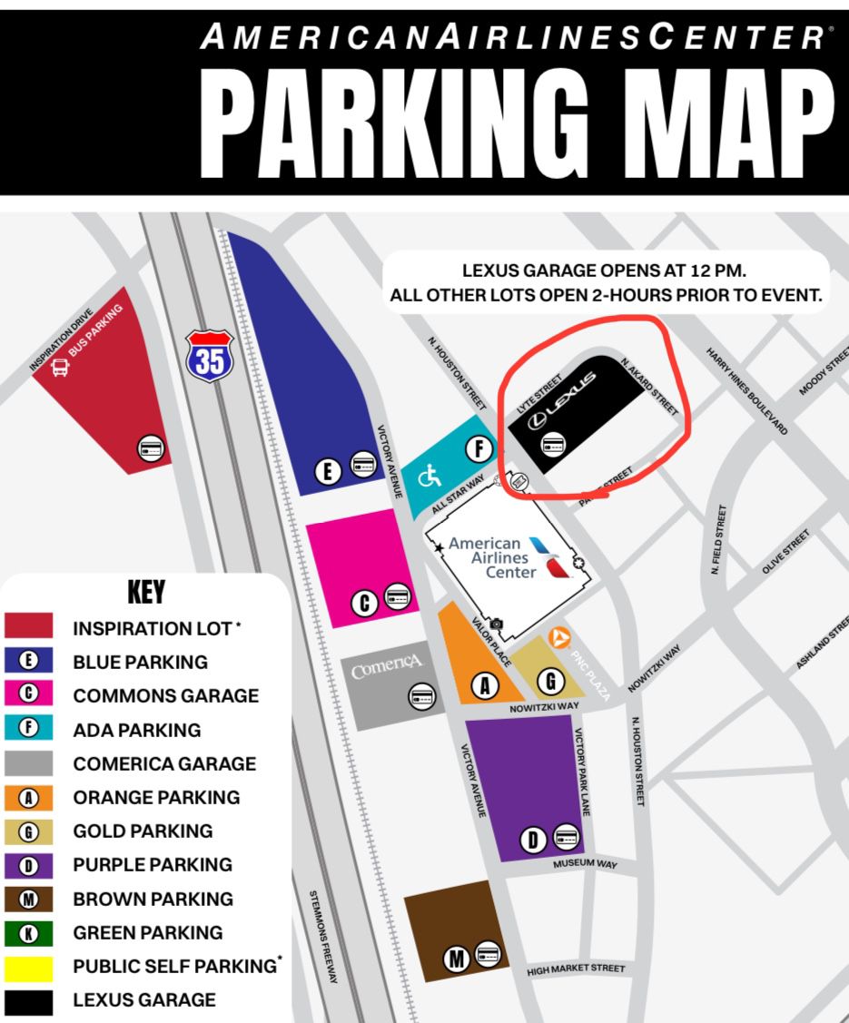 Dallas Mavericks Lexus Garage Parking Pass