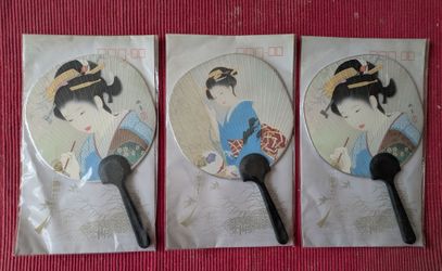 Japanese Uchiwa Round Fan Set of 3