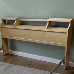 Wooden Bookcase Headboard with Shelves