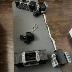 Complete Power blocks Dumbbells 90 Pounds And 2 Barbells
