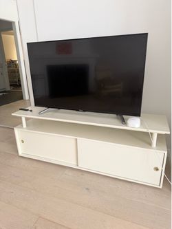 White wood tv console entertainment station