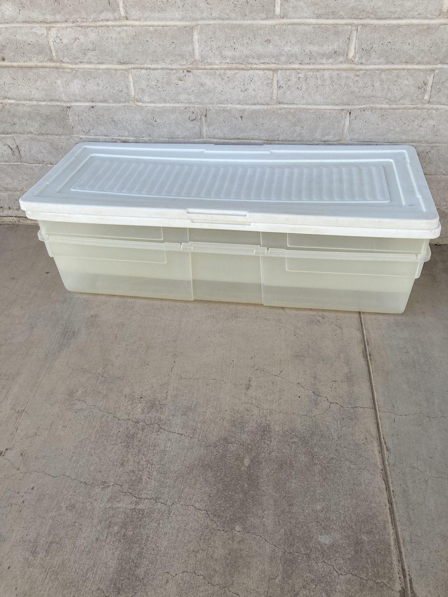 Two Long Plastic Storage Bins