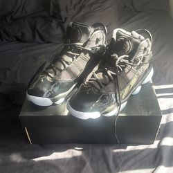 jordan 6 rings, black with blue,white bottoms