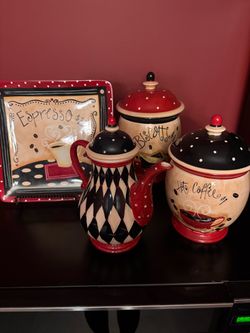 Coffee Theme Ceramic Kitchen Set 4 Pieces
