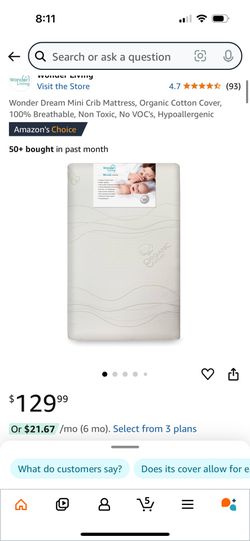 Mini Crib Mattress Organic Cotton - New