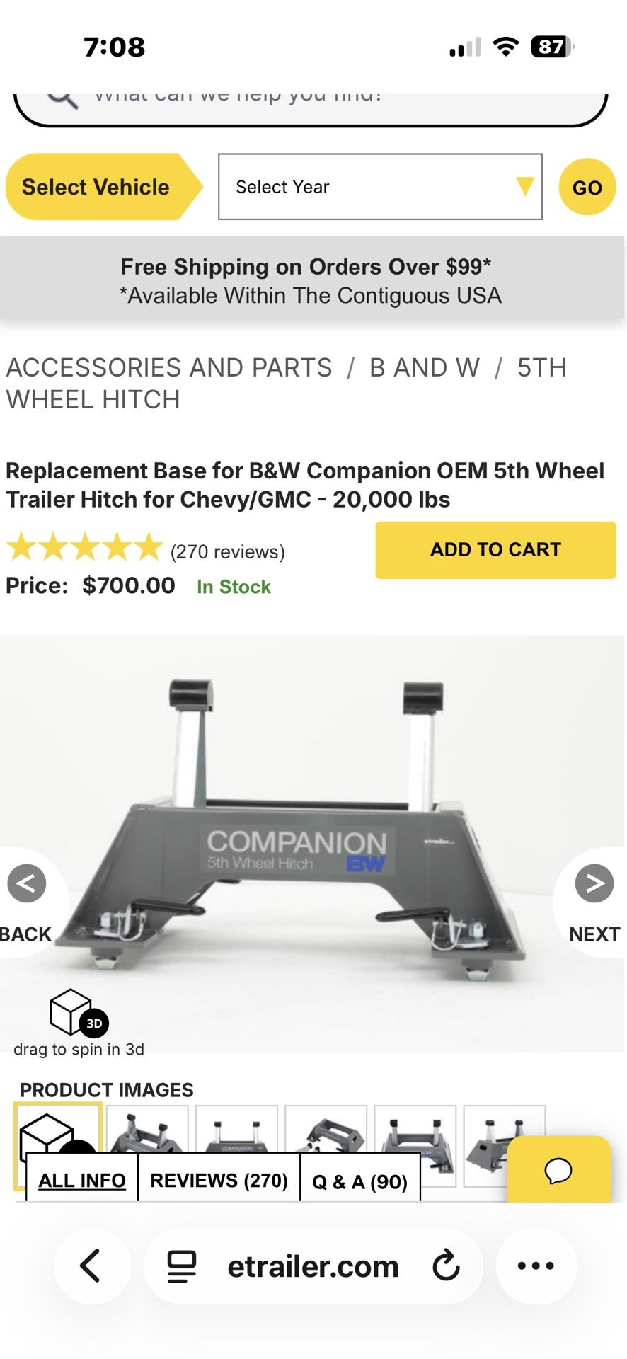 B & W Companion 2024-2025 Silverado 2500 5th Wheel Factory Puck