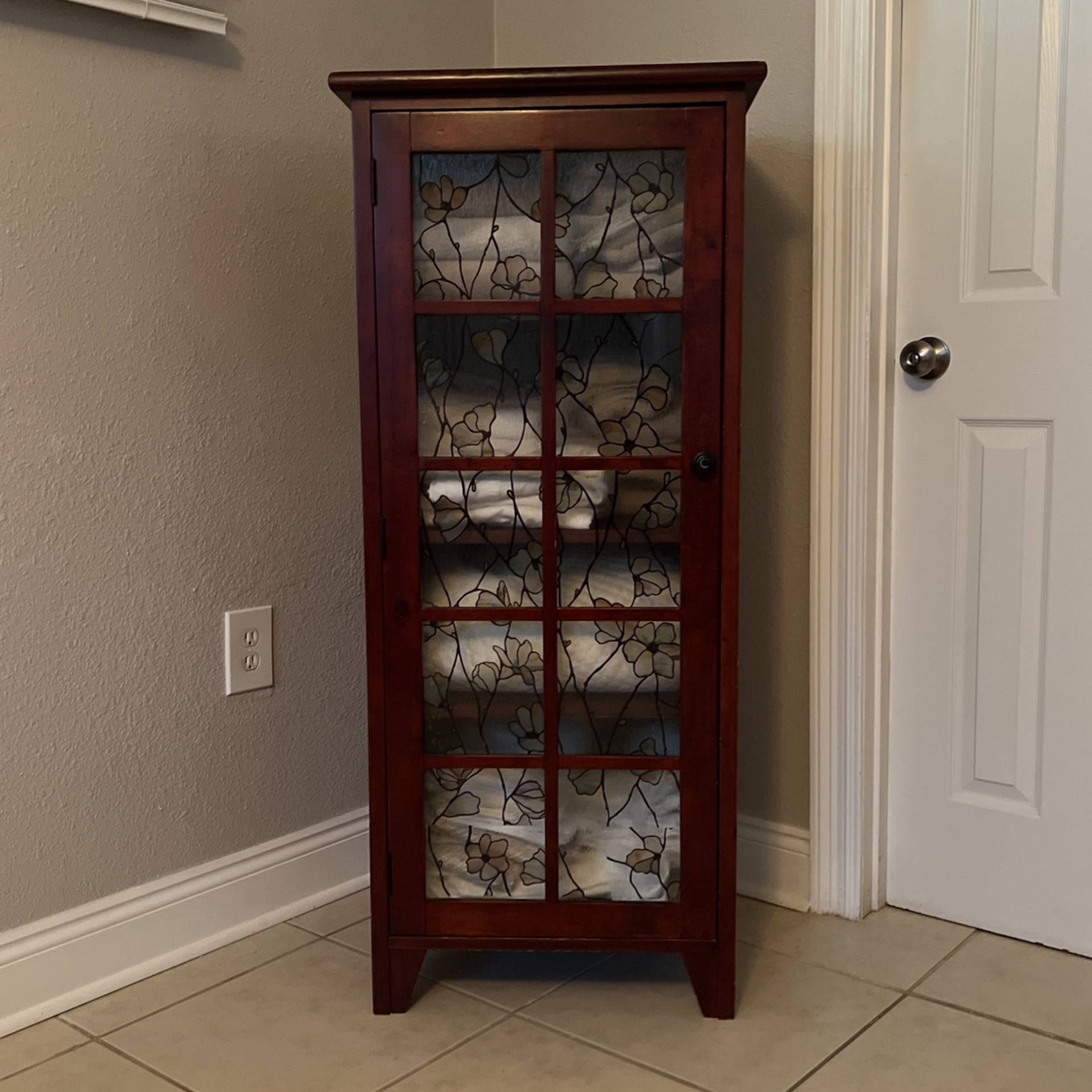 West Elm Wood Shelf With Glass Panels On Door