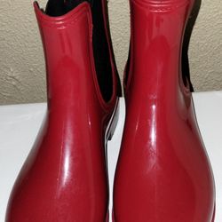 Nicole Miller Red And Black Rain Boots Size 8
