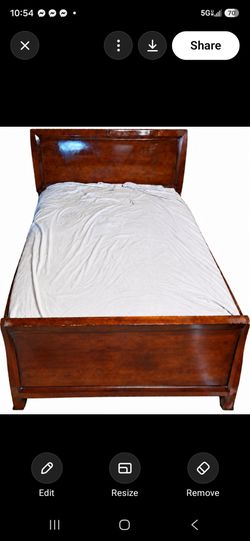 Cherry-Finish Sleigh Bed With Clean Mattress – $200/ obo