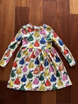 Hanna Andersson Girls Pear Print Dress - Size 8 (130)