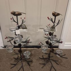 2 Metal Holiday Tealight Candle Trees