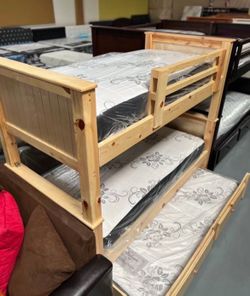 Triple Twin Bunk Bed With Mattresses Included