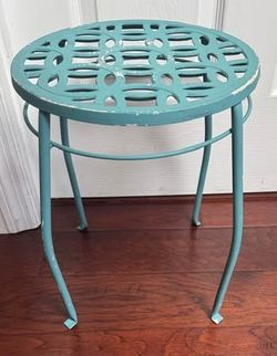 Round Metal Lattice Distressed Plant Stand Table Stool just $8