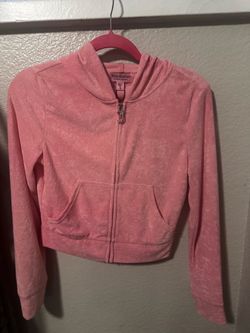 NWT Juicy Couture Pink Towel Terry Zip-Up Hoodie Size S