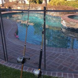 TWO (2) PENN SENATOR 114H 6/0 Fishing Reels with ALL ROLLER BIG GAME RODS